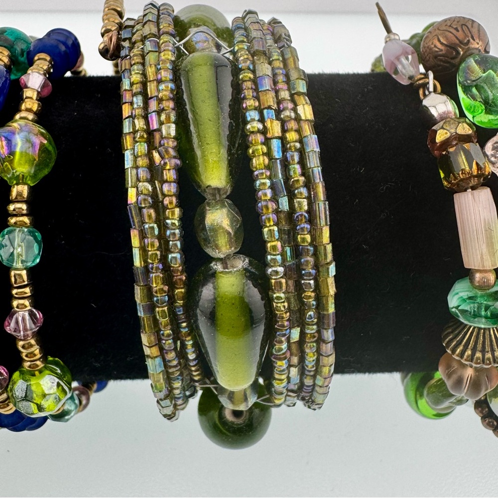 4 Wrap Elegant Beaded Bracelet Set Crystal, Glass, Acrylic - Picture 4 of 10